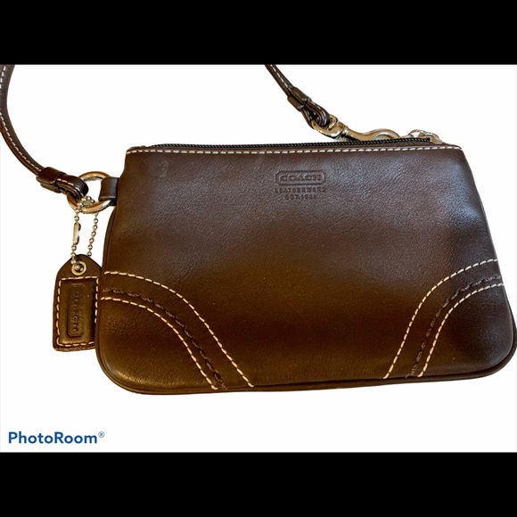 (2 for $20) Coach outlet brown leather wristlet